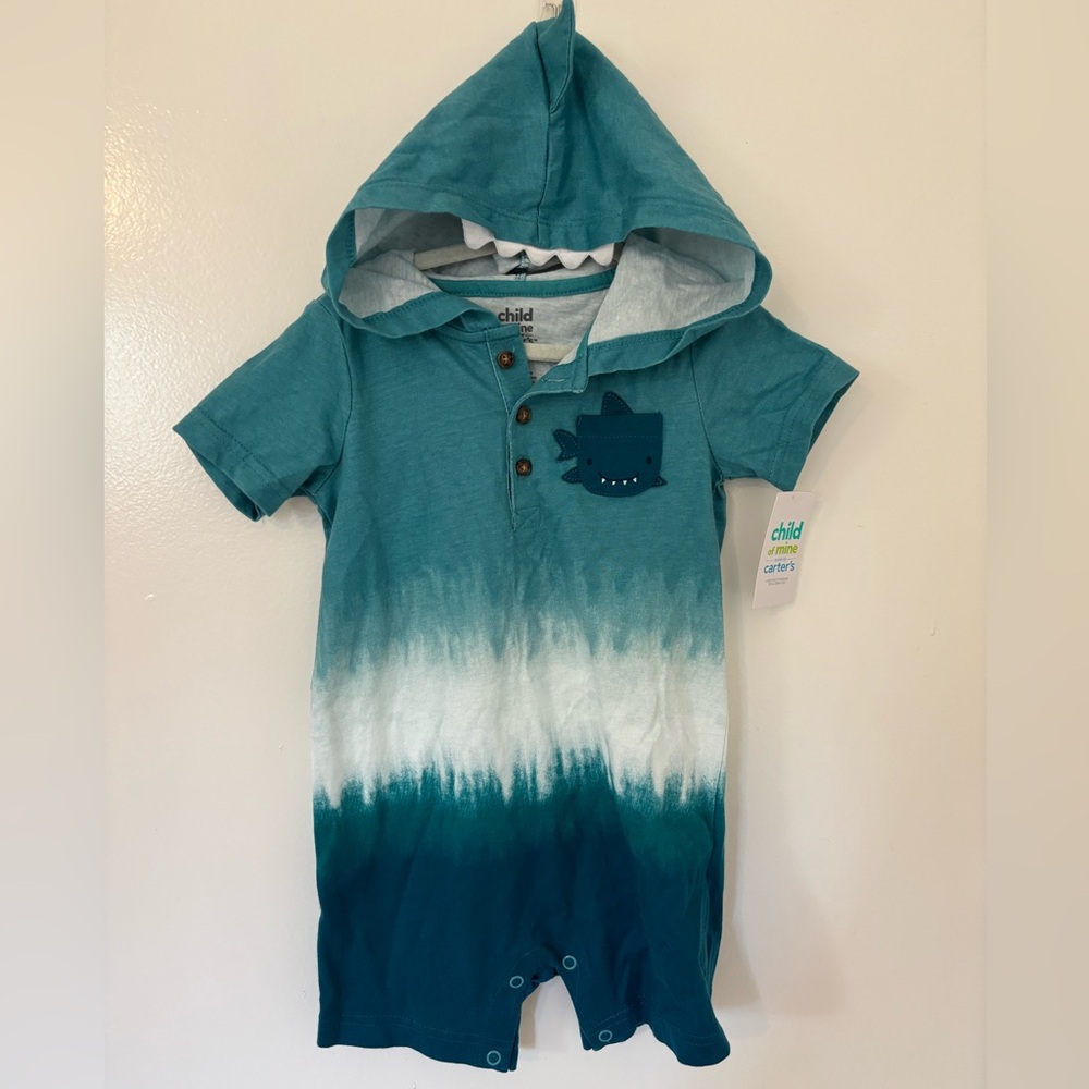Hooded Onesie with shark teeth detail NWT